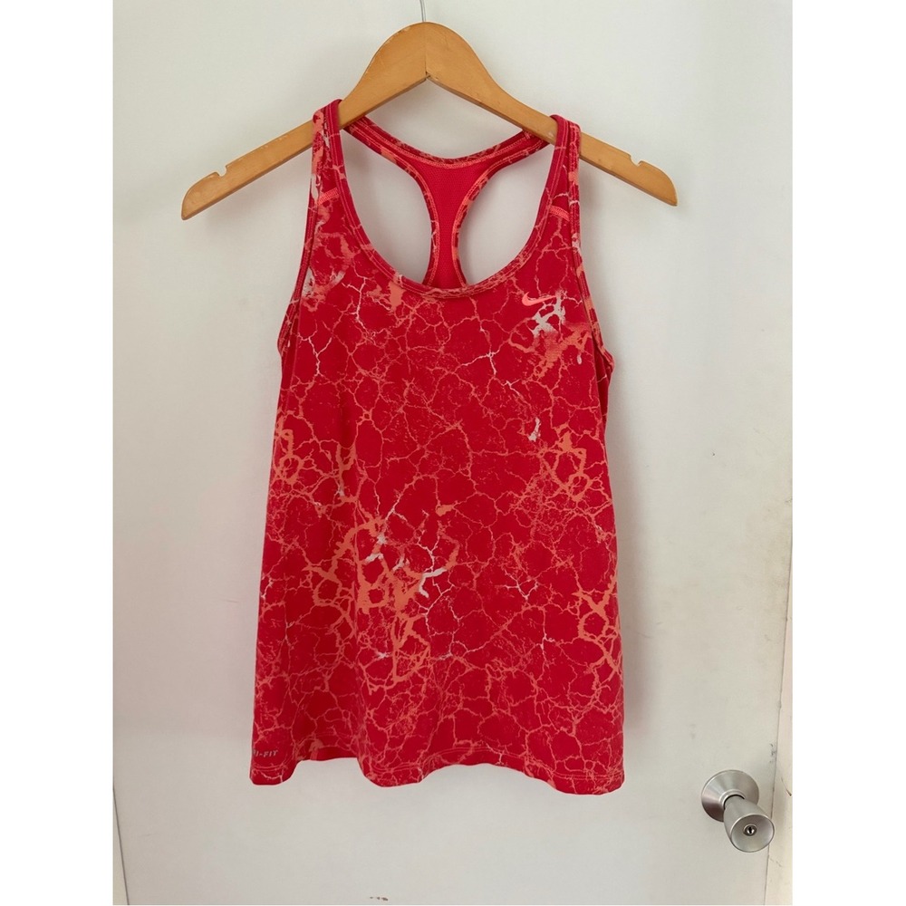 Nike Razorback Orange Pattern Cami Tank Top Shirt Workout Top womens Size L gym
